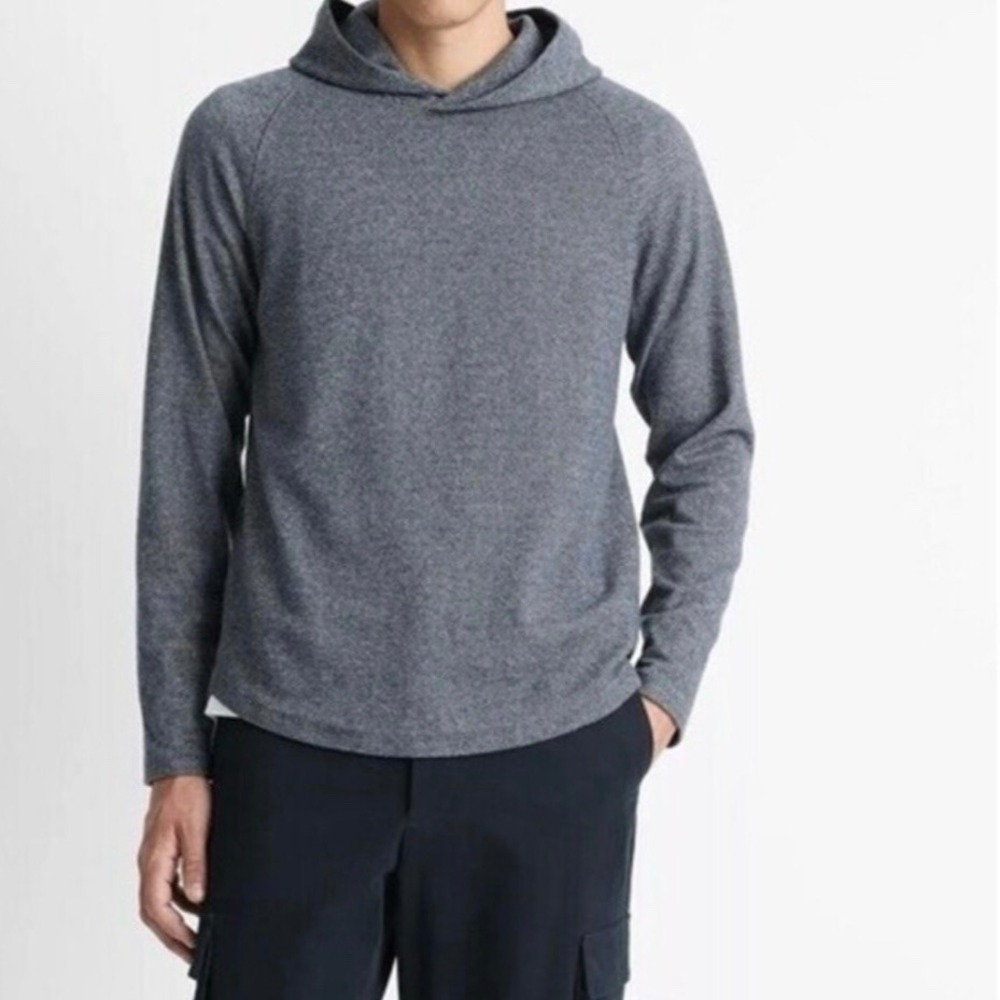 Vince Men's Broken Twill Pullover Hoodie Sweatshirt Size XXL Gray Soft
